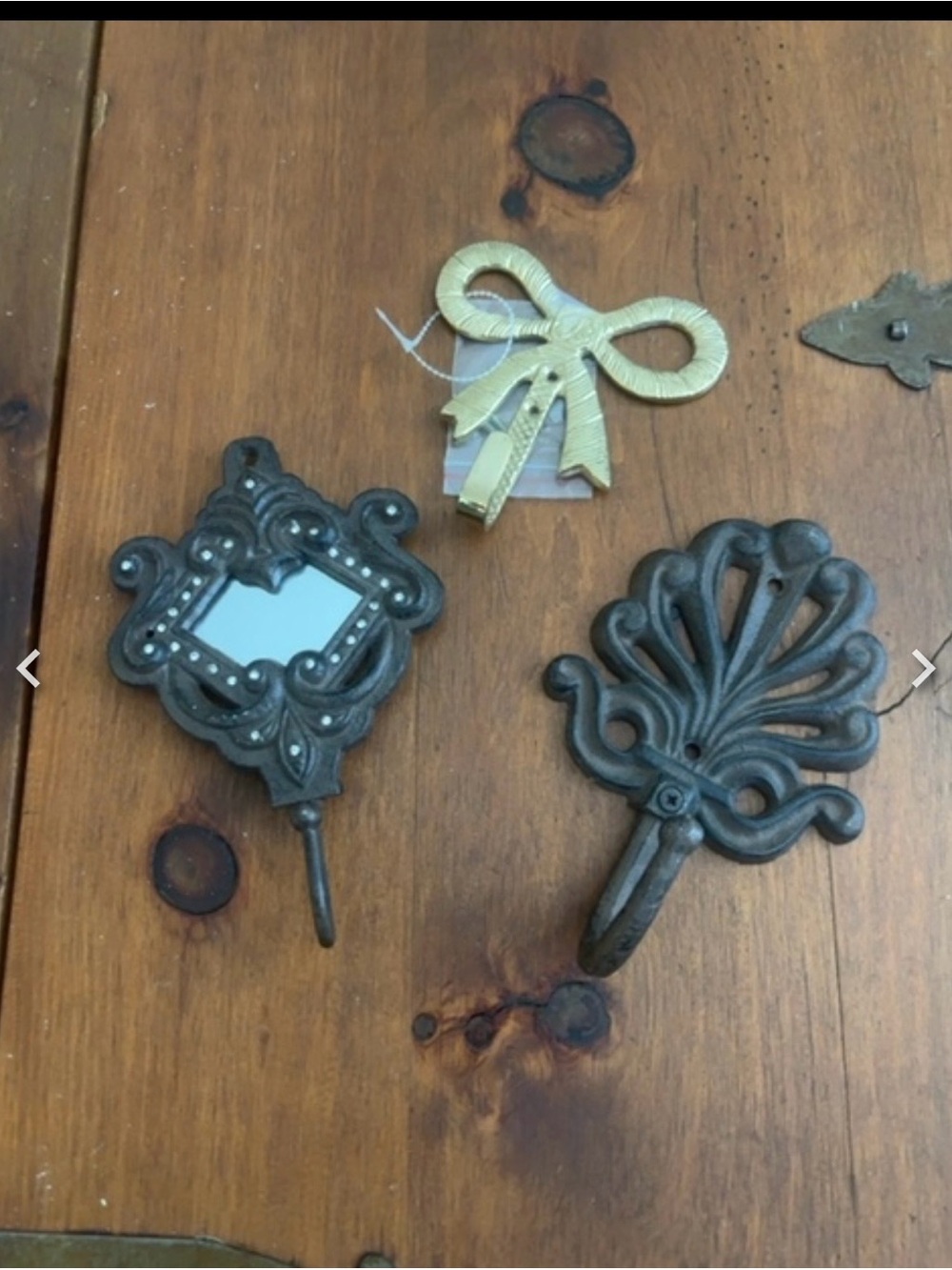 Decorative Metal Wall Hooks Set in Aged Bronze